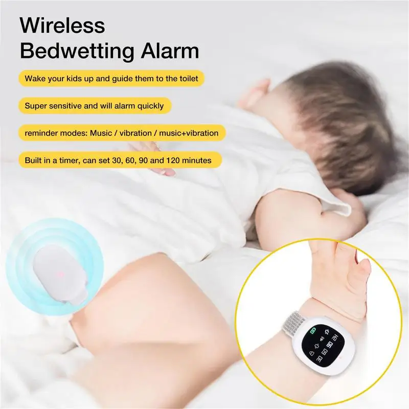 Wireless Bedwetting Alarm Wireless Bedwetting Solution With Timer Rechargeable Sensitive Safe Bed Wetting Alarm For Disabilities