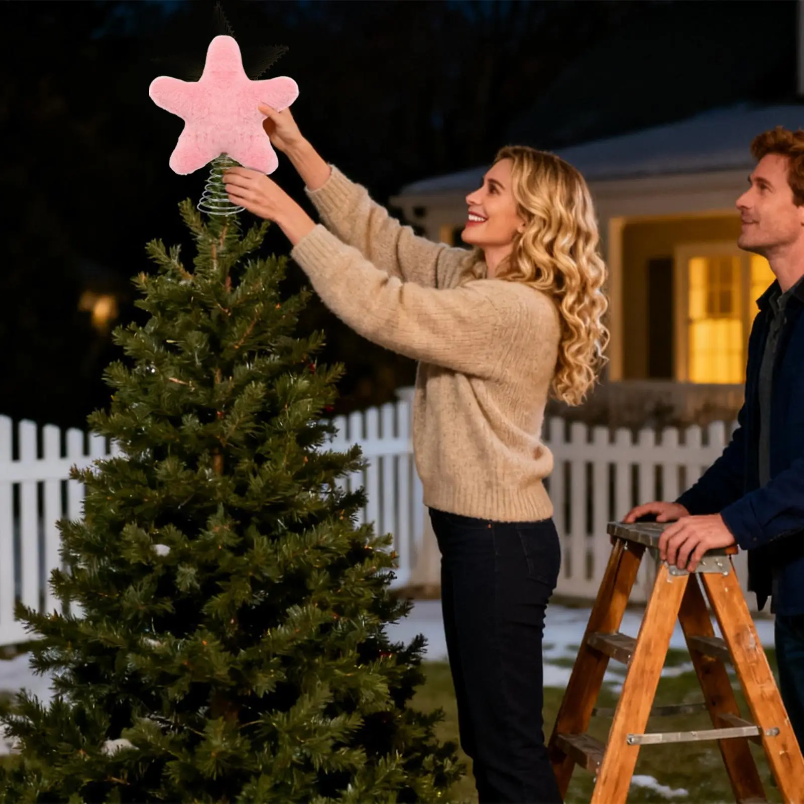 Christmas Tree Star Cute Plush Home Decor Star Topper for Xmas Tree Decoration for Mantel Shelf Desk Table Scene Layout Props