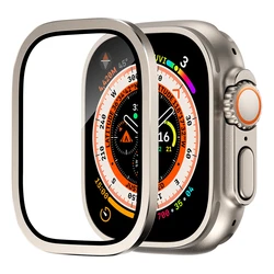Premium Tempered Glass Screen Protector with Metal Frame - Anti-Scratch Shield for Apple Watch Ultra 49mm (Titanium)