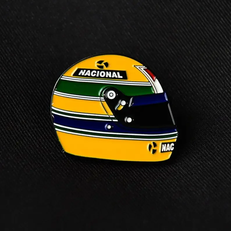 Aryton Senna Helmet Hard Enamel Pin(It's not soft enamel), Racing Helmet