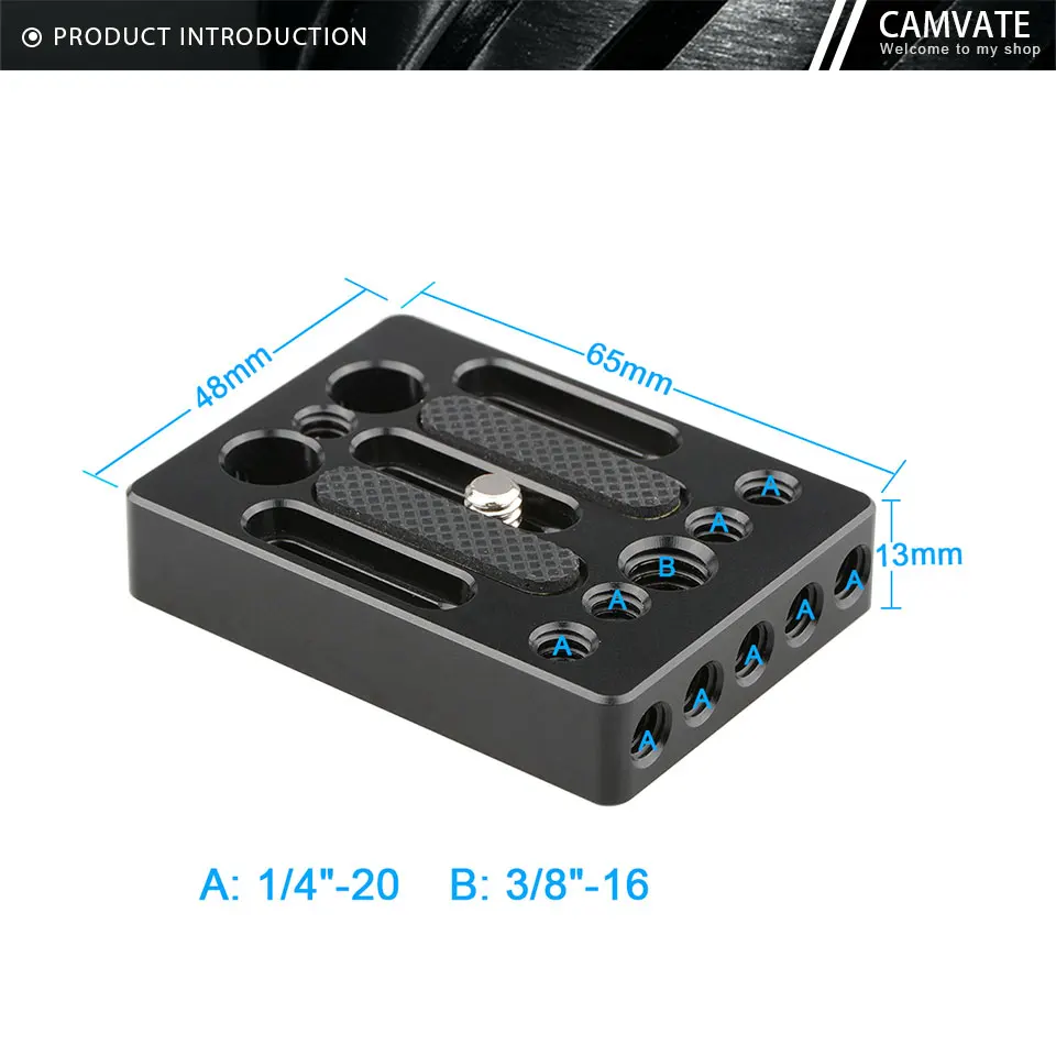 Camera Baseplate Quick Release Plate WIth 1/4"-20 & 3/8"-16 Threaded Holes For C