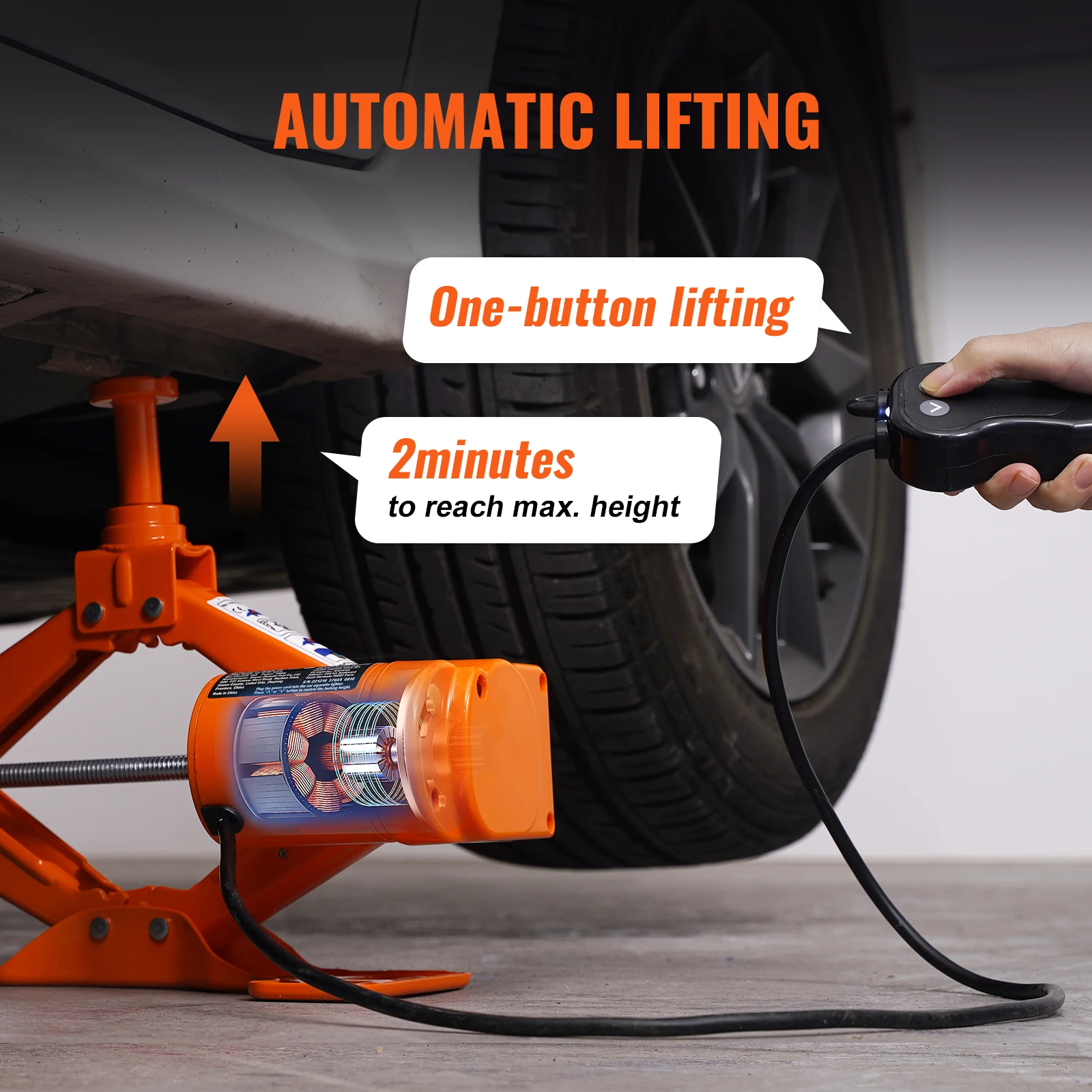 Electric Car Jack 3T Scissor Lift with Impact Wrench for SUV Truck Tire Change