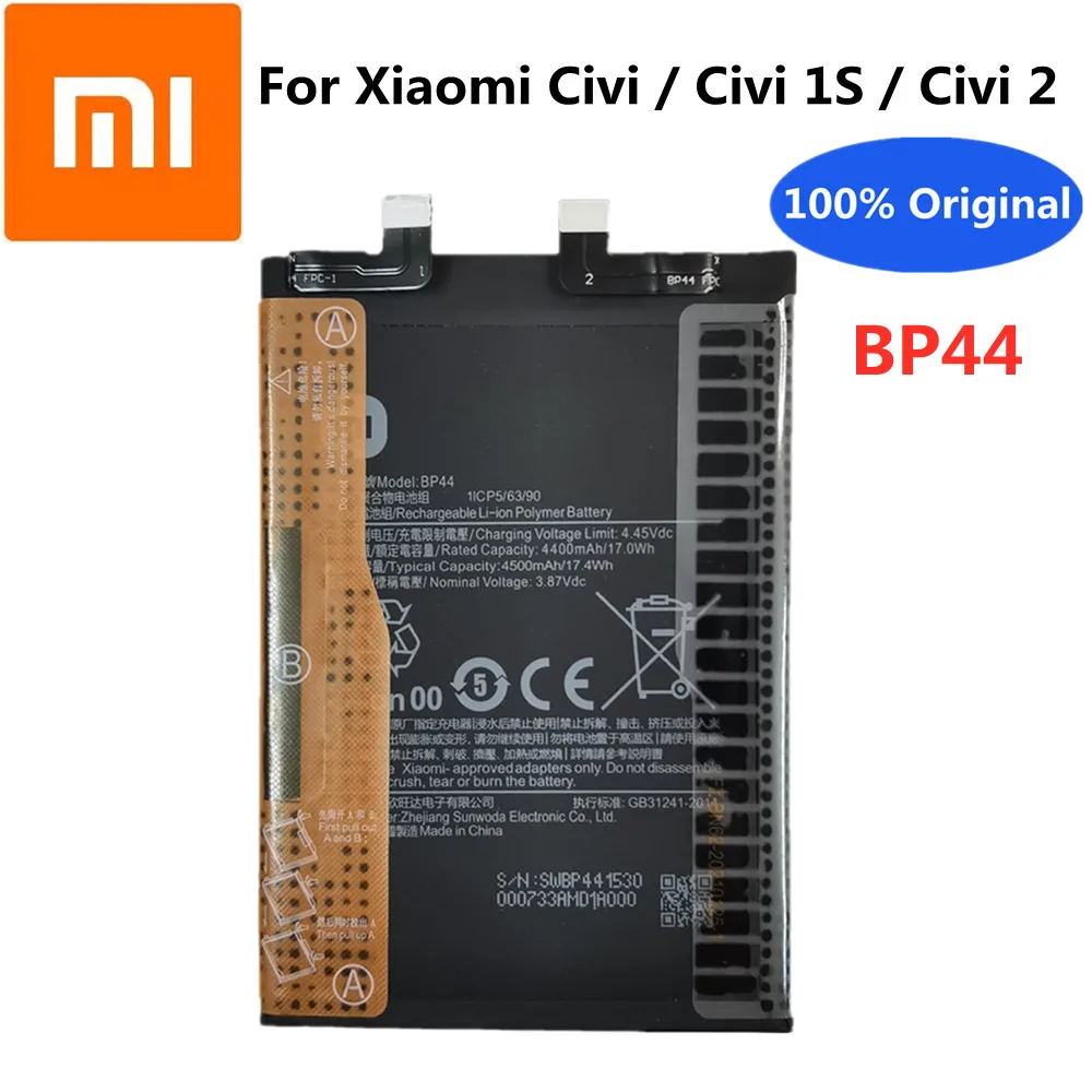 

1X4500 мАч BP44 Оригинальная батарея для Xiaomi Civi / Civi 1S / Civi 2, Высококачественная стандартная сменная батарея, батареи