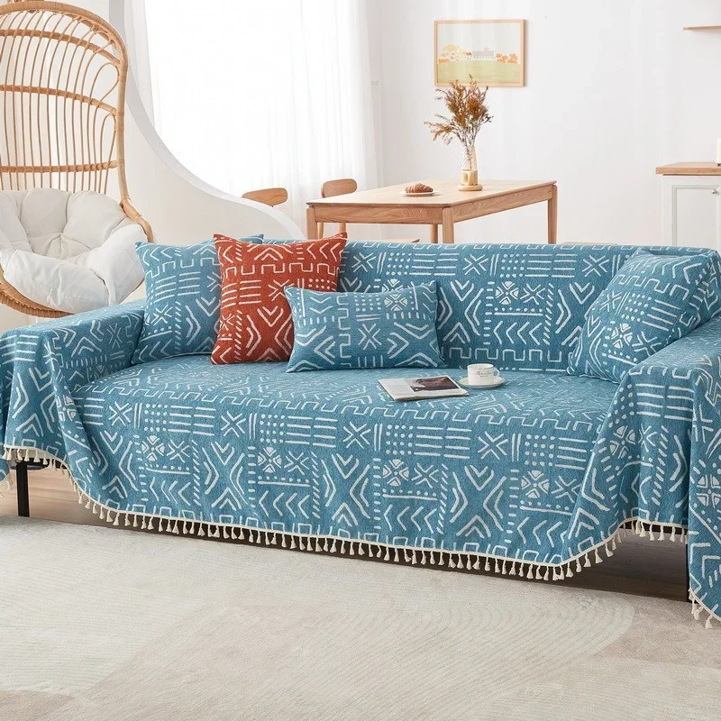 Bohemia Chenille Sofa Blankets Outdoor Camping Picnic Large Sofa Blanket Leisure Beach Towel Travel Rug Tassels Linen Home Decor 4