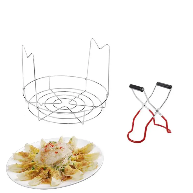 

Canning Lifter Pot Canning Steaming Rack Stainless Steel Cooling Racks Steamer Rack Set Stand Steaming Pot Lifter For Kitchen