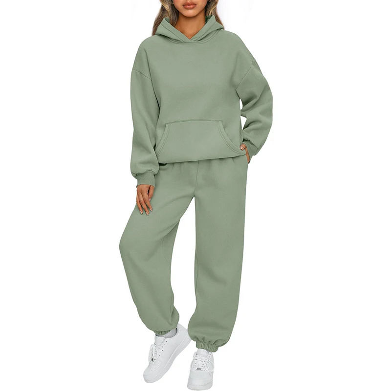 Winter Luxury Oversized Sweatsuit Sweatpants Custom Logo Tracksuit Hoodie and Jogger Set 4