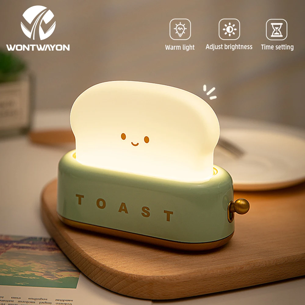 New Led Bread Machine Night Light Stepless Turn Off Bedside Lamp Usb