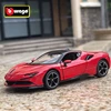 Bburago 1:32 Ferrari SF90 Stradale Alloy Car Model Diecast Metal Toy Vehicle Car Model Sound and Light Collection Childrens Gift 2