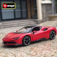 Bburago 1:32 Ferrari SF90 Stradale Alloy Car Model Diecast Metal Toy Vehicle Car Model Sound and Light Collection Childrens Gift 2