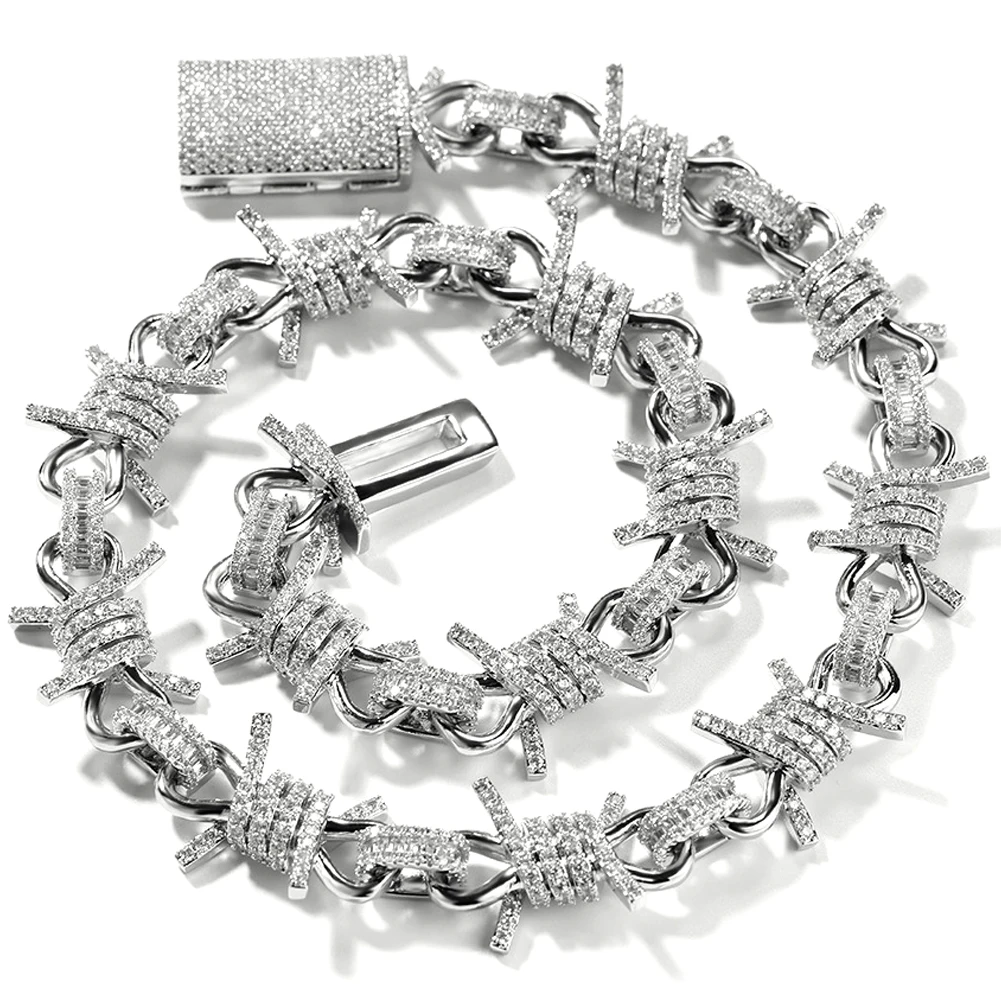 19mm Thorns Iced Out Chain Necklaces for Men Women Bling 5A CZ