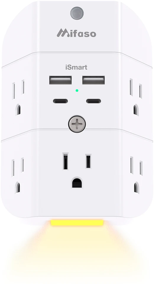 Mifaso Surge Protector Outlet Extender with USB Ports