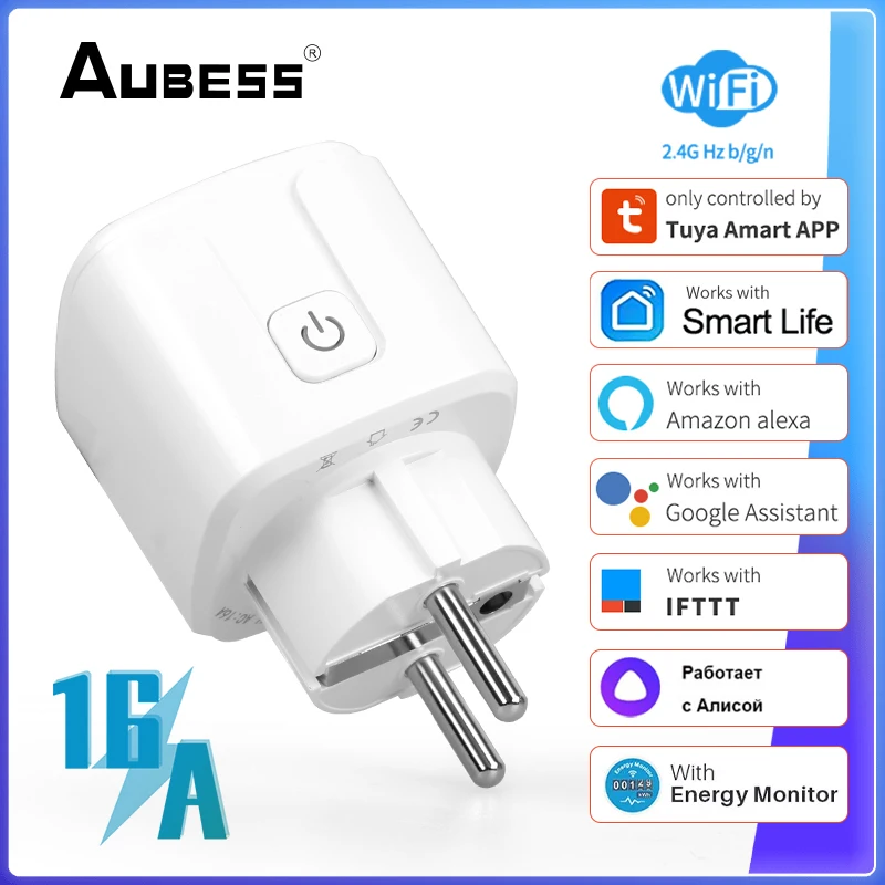 New One Outdoor Smart Plug, 2.4GHz Outdoor WiFi Outlet with 2 Independent  Outlets, Compatible with Alexa Google Home Smart Life,Wireless Voice Remote