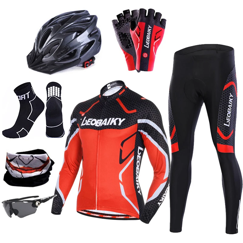 Men's Long Sleeve Cycling Jersey Sets Cycling Clothes Outdoor Riding Suits Quick Dry Outfits 