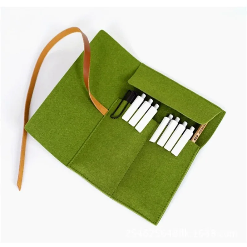 school Pencil cap Large Pen Case Capacity Felt Portable Student Stationery Holder Foldable Strap Pouch School Supplies