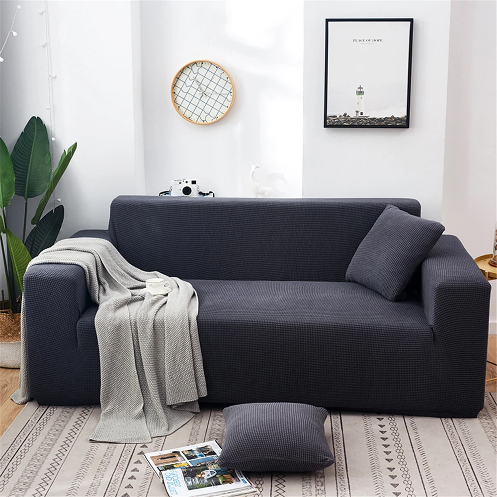 Solid Color All Season Universal Sofa Cover, Nordic Fashion Knitted Elastic All Inclusive Sofa Cover, Dustproof Sofa Pad 4