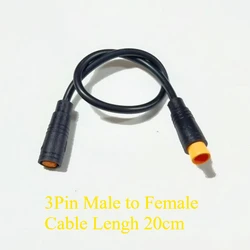 Waterproof Electric Bicycle Butt Joint Plug Connector - M8, 2 to 6 Pin, 20CM (3Pin Male - Female)