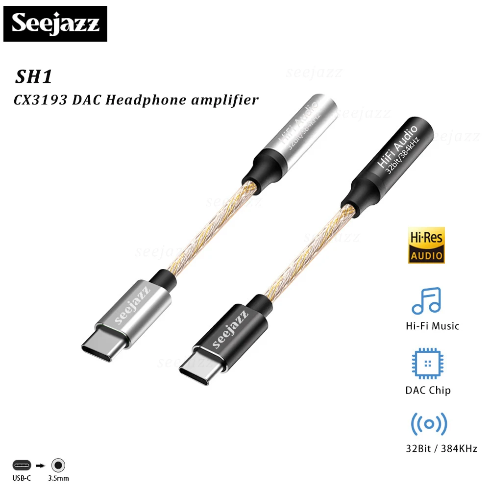 USB-C to 3.5mm Headphone Amplifier CX31993 Audio Interface Cable 32b/384kHz DAC HiFi Audio Decoding Adapter Type C Converter 3.5mm aux adapter,headphone amplifier,audio interface,audio decoder,portable dac amplifier,audio amp adapter