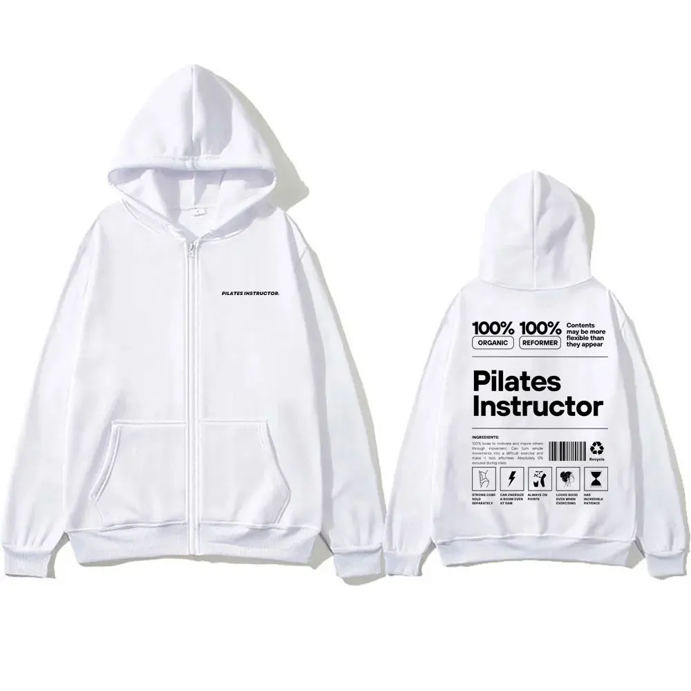 Pilates Instructor Pump Cover Zipper Hoodie Male Gym Oversize Hoodies Men Women Funny Fitness Workout Bodybuilding Zip Up Jacket