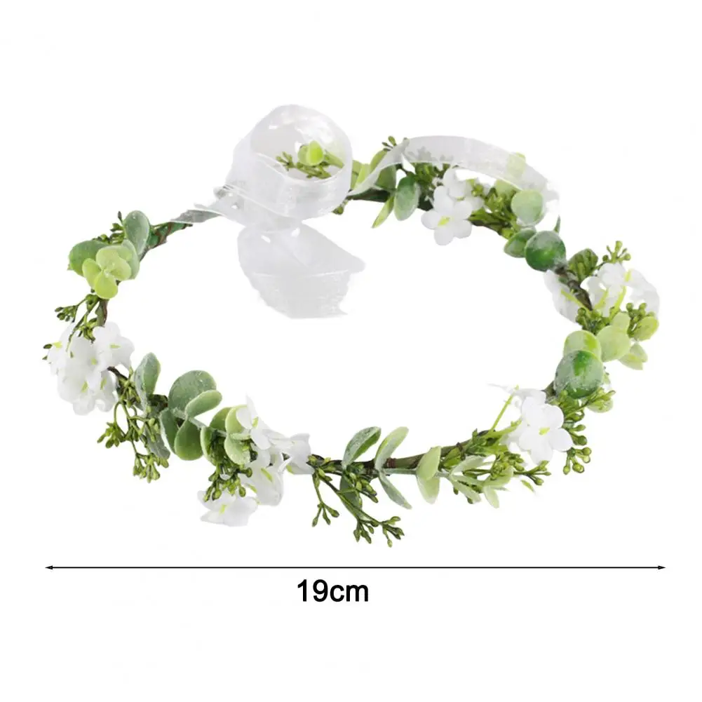 Women Hair Wreath Adjustable Size Hair Wreath Bohemian Eucalyptus Mesh Bridal Flower Crown for Wedding Birthday Festival Green