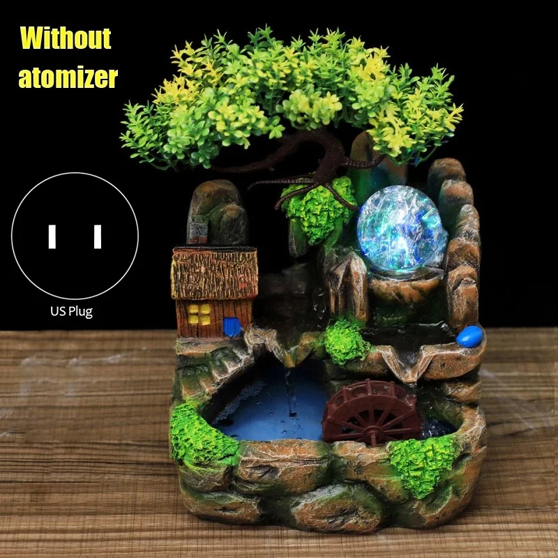 

Resin Crafts Feng Shui Fountain Home Office Decor Indoor Water Fountain Rockery Landscape Waterfall Gift