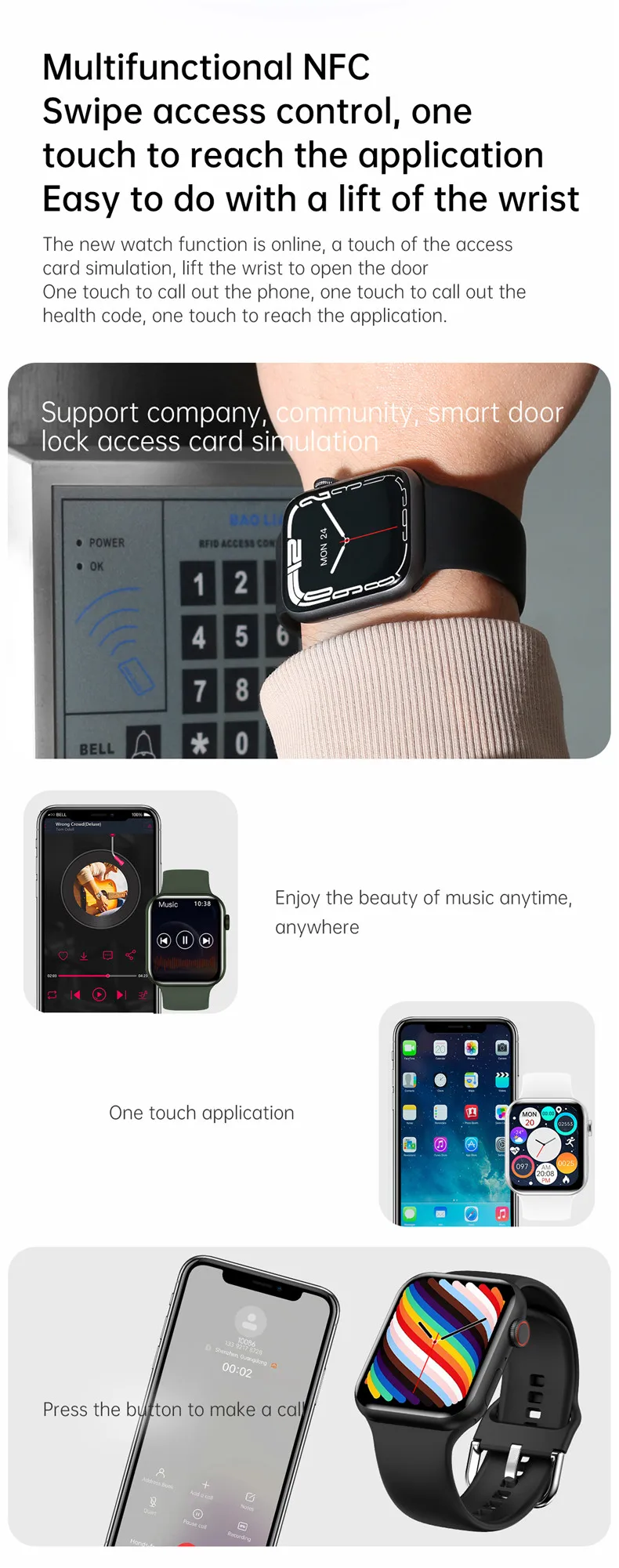 Original Smartwatch Series 7 HW37plus NFC Bluetooth Call Custom Dial 1.82 Inch 320*380 Full Touch Smart Watch Men Women