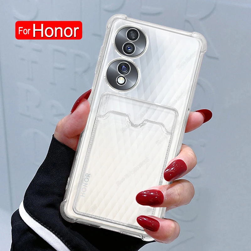 Universal Transparent Card Slot Phone Case with Back Cover
