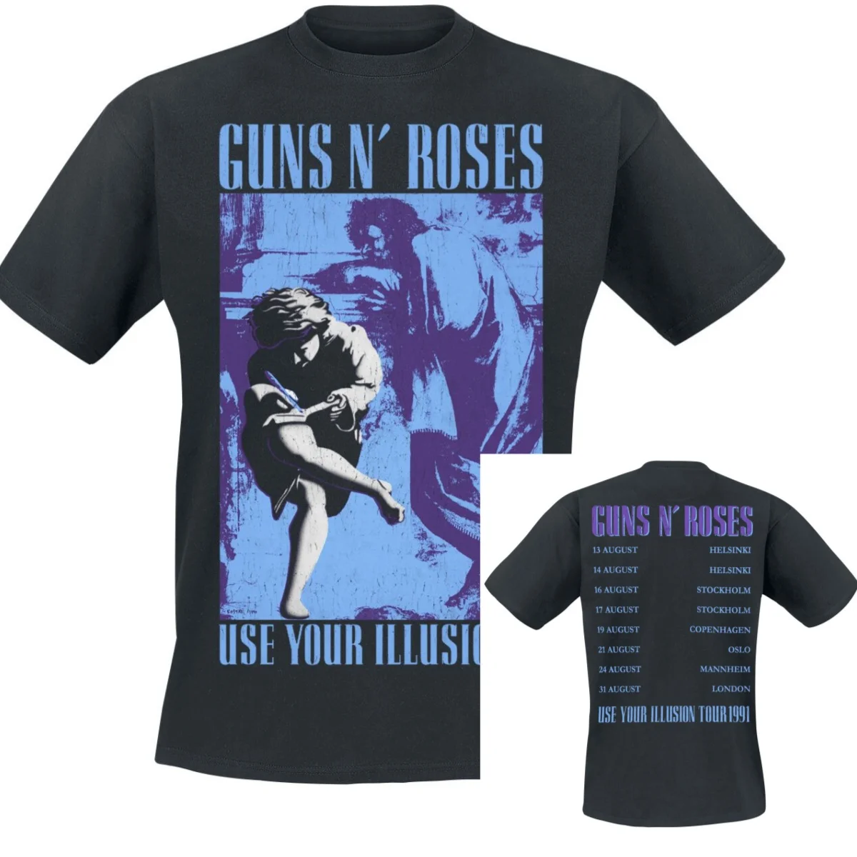 1991 Illusion Guns N' Roses T-Shirt für Männer und Frauen, Metal-Rock-Band-Grafik-T-Shirt, 100 % Baumwolle, Sommer-Streetwear-Top
