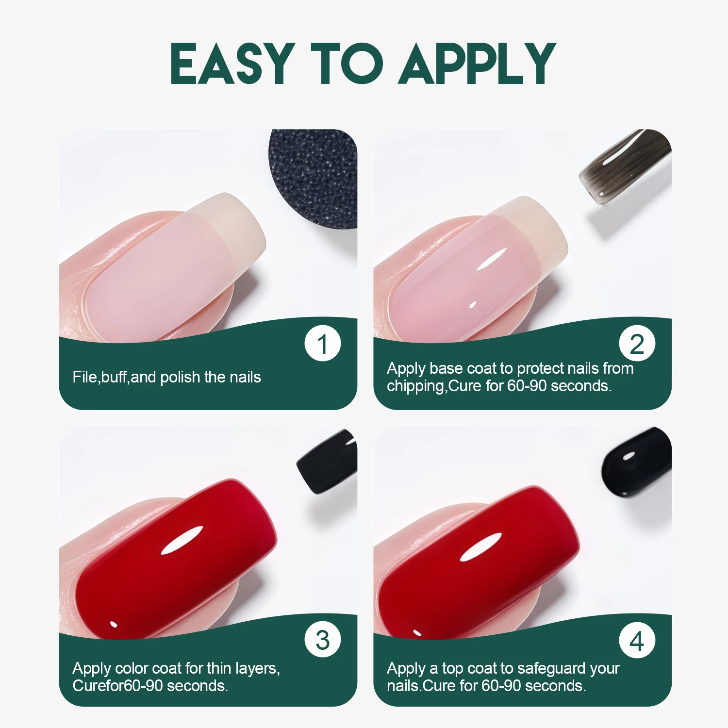 Nailpop HEMA/TPO Free Gel Polish Kit - 2-Piece Long-Lasting Top and Base Coat Set, 15ml Each