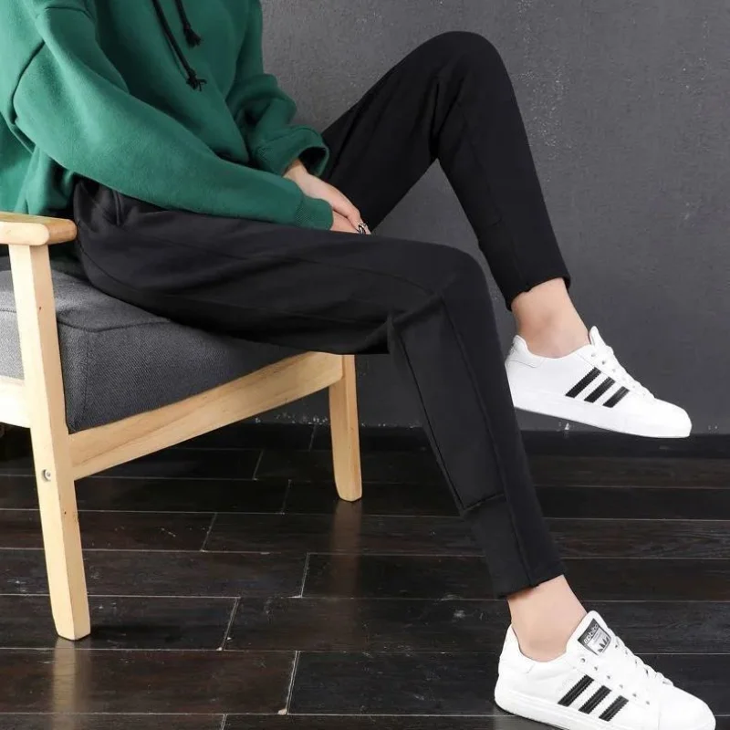 Women Winter New High Waist Sweatpants Commute Fashion Pocket Loose Leisure Simple Fleece Thickened Solid Versatile Pencil Pants