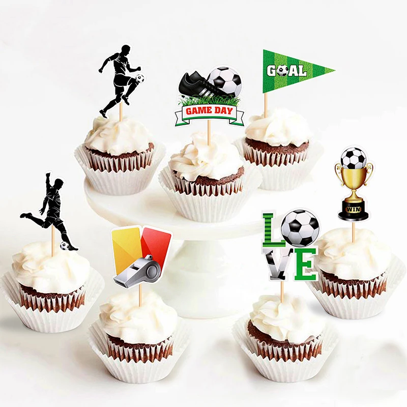 Basketball Cake Topper Football Soccer Happy Birthaday Wedding Love Kids Party Cupcake Toppers Decoration Baking Supplies DIY