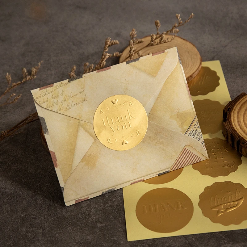 Gold Envelope Seals - 48 Embossed Gold Foil Seals