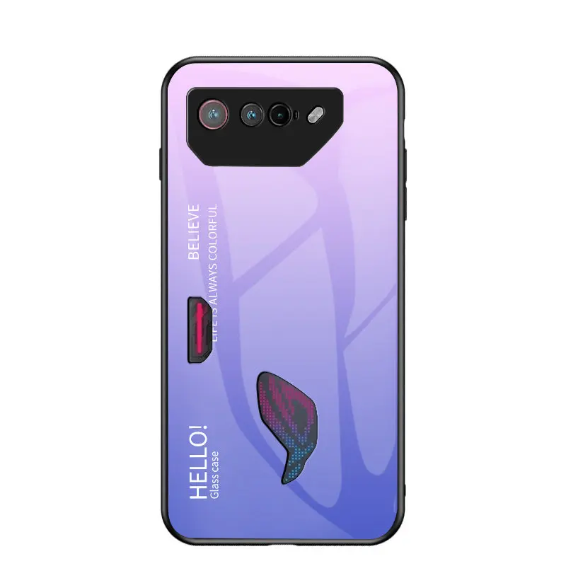 Gradient Tempered Glass Back Cover Hard Phone Case Protector