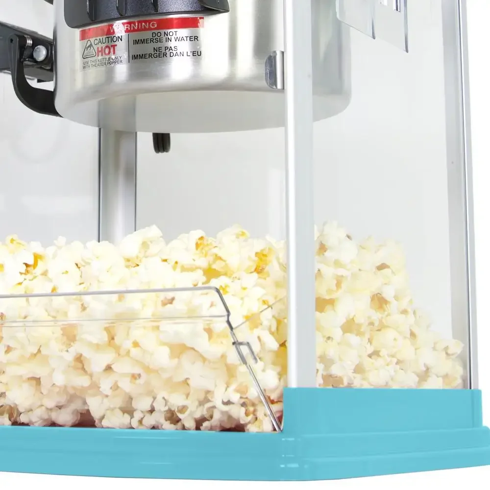Theater Style Popcorn Popper Machine 4-Ounce Blue Nonstick Kettle Movie Night Experience Includes Serving Tray Easy Clean-Up 4