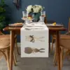Easter Rabbit Bunny Love Heart Linen Table Runner Party Decor Reusable Farmhouse Kitchen Dining Table Runner Easter Decorations 2