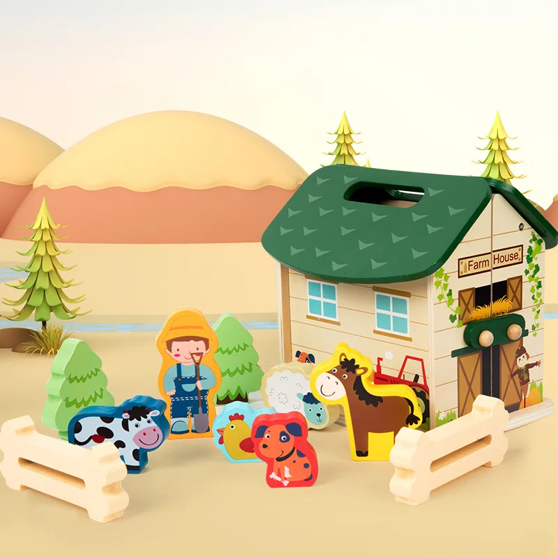 Children Fun Simulation Farm Fire Police Scene Town Theme Puzzle Creative Diy Handmade Play House Interactive Toys For Boy Girls