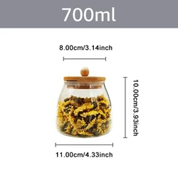 Large - Capacity Wooden Lid Glass Storage Jar (700ml)