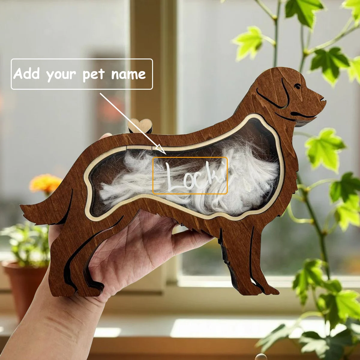 Personalisierte Haustier-Erinnerungsbox aus Holz für Hunde, Katzen und Pferde - Niedliche Haustierfell-Andenkenbox für Tierbesitzer - Neues Haustier-Geschenk – Detail 1