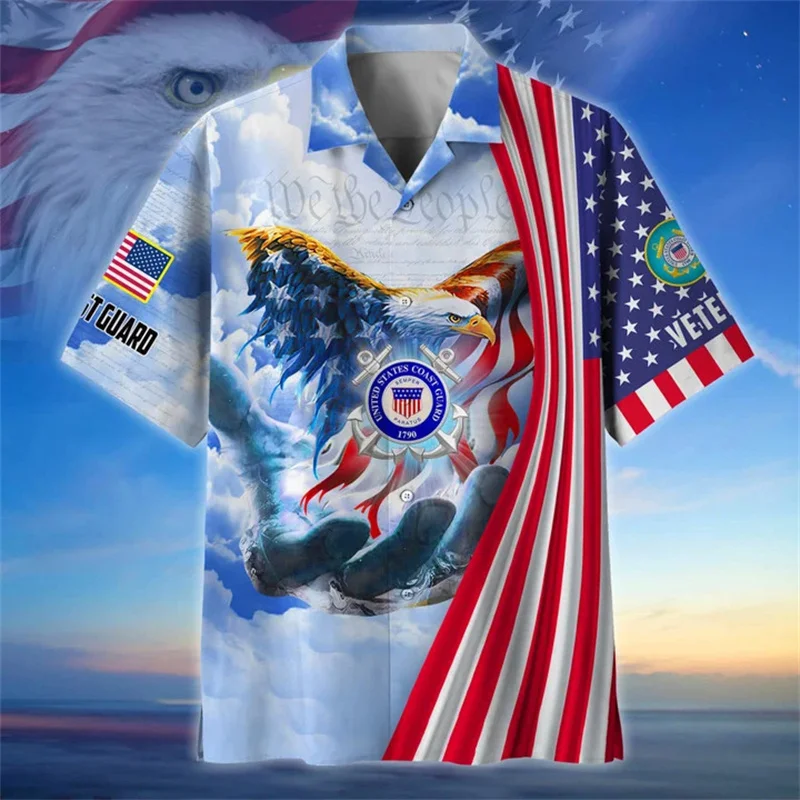 

Summer New 3D United States Soldiers Armys Veterans Printing Shirts For Men Fashion Cool Short Shirts Y2k Hawaiian Clothing Tops