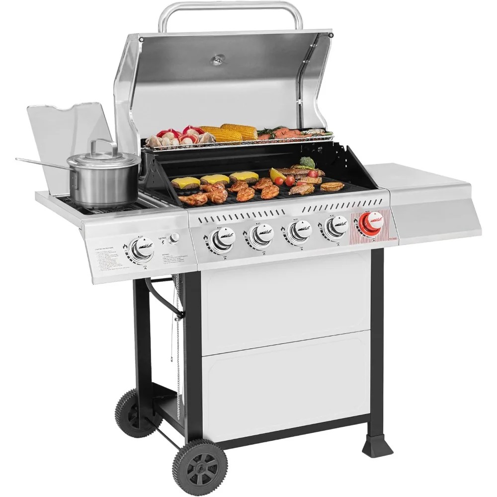 

Royal Gourmet GA5401T 5-Burner BBQ Propane Grill with Sear Burner and Side Burner, Stainless Steel Barbecue Gas Grill BBQ Grill