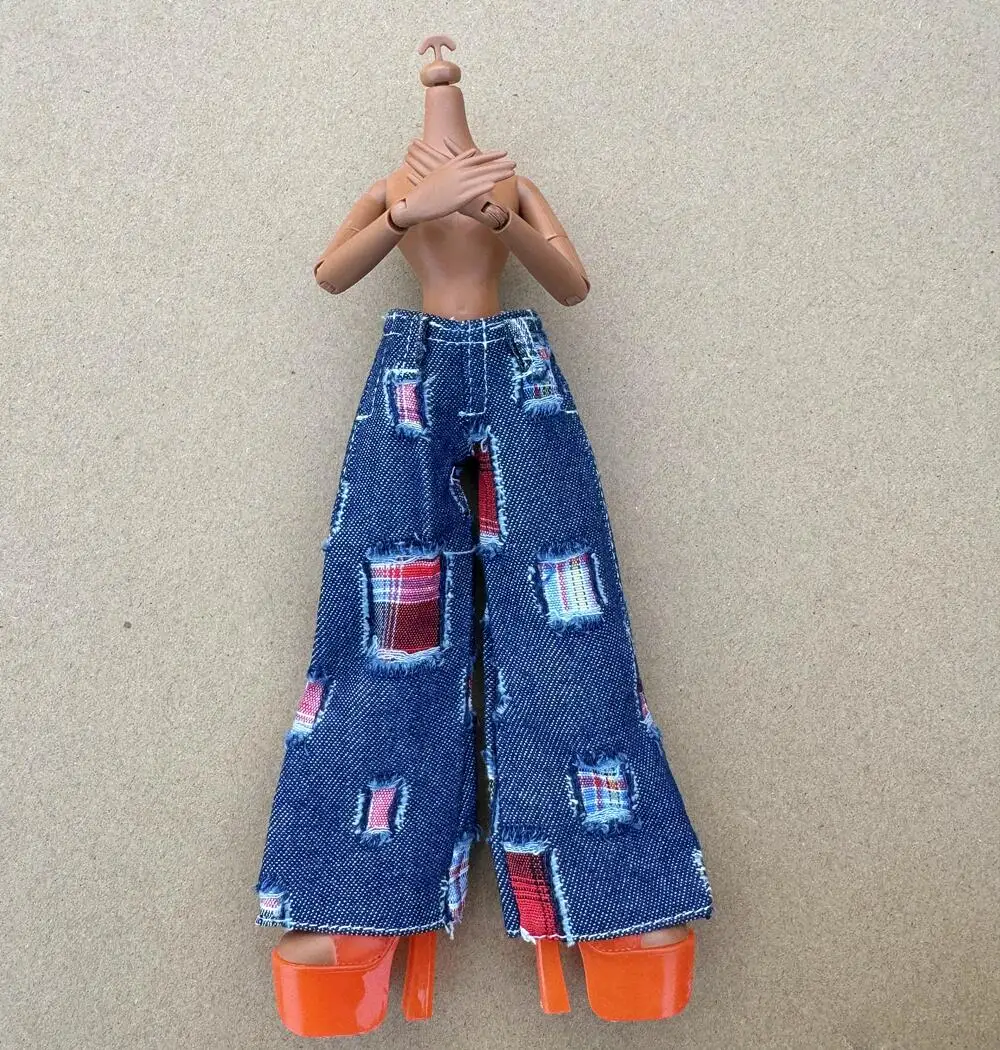 Handmade Vintage Hip-Pop Doll Trousers - DIY Accessory