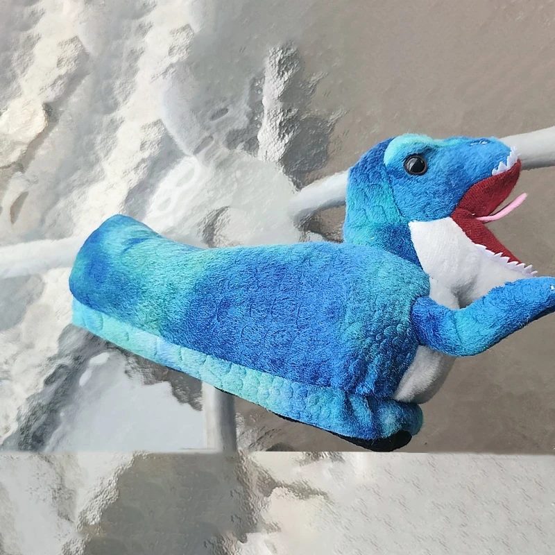 Cute Plush Dinosaur Slipper for Women Men Winter Warm Shoes