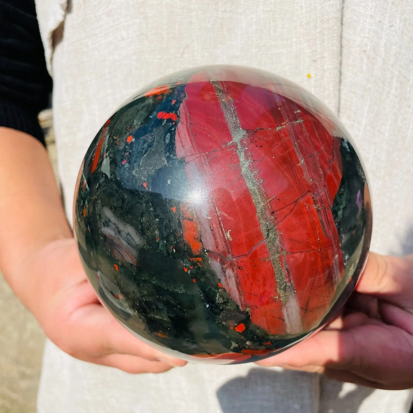 Natural African Blood Stone Quartz Sphere Crystal Ball Reiki Healing 3