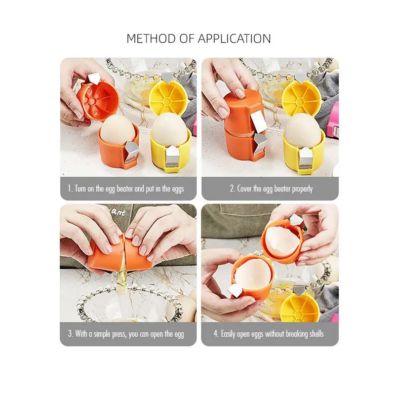 Portable Eggshell Opener Beater Egg Shell Separator Not Dirty Hands Household Kitchen Baking Tool Stainless Steel