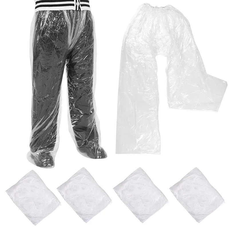 5/10Pcs Einweg Regenmantel Hosen Tragbare Spritzwassergeschützte Split Regenmantel Outdoor Reise Driften Radfahren Füße-gewickelt Regen Hosen – Detail 7