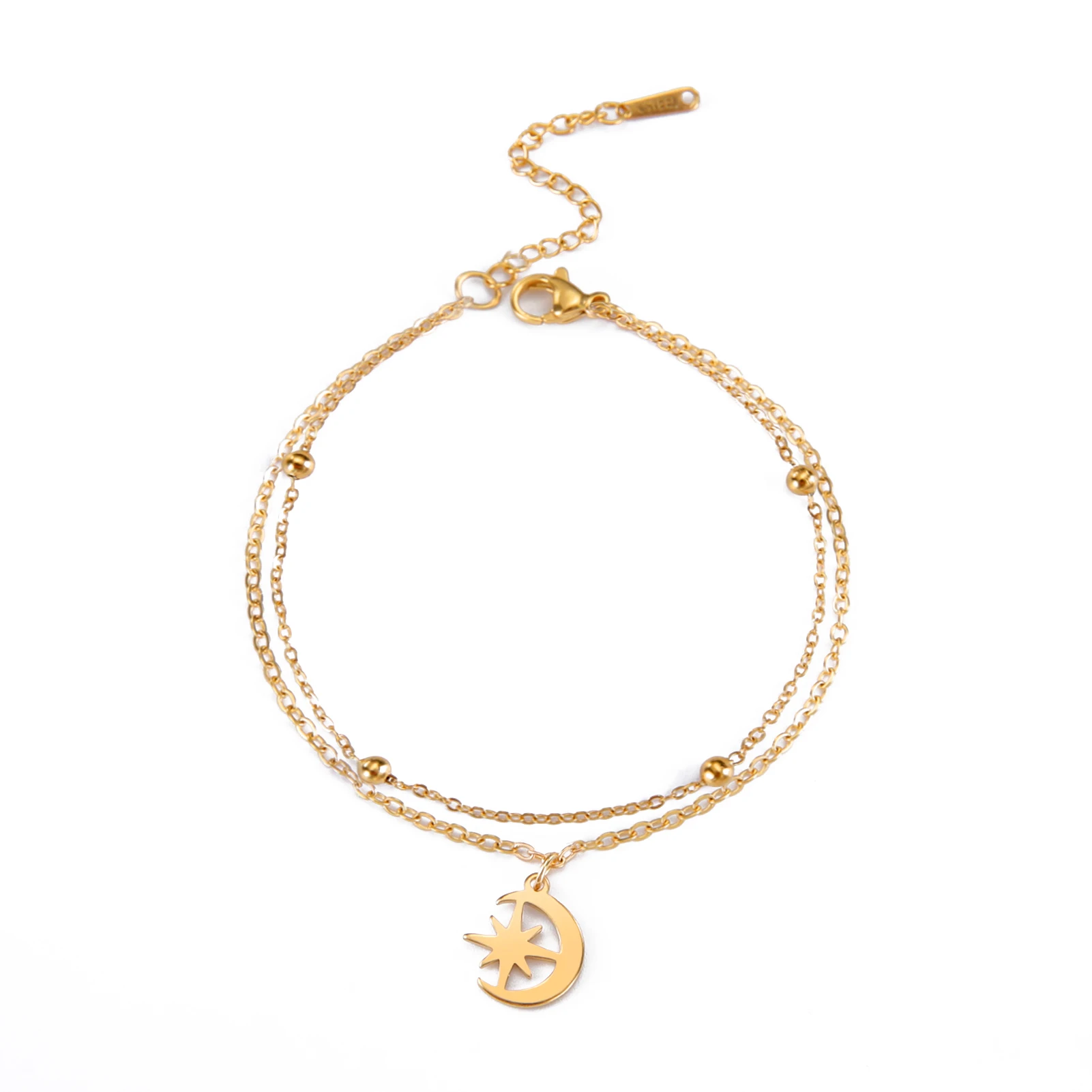 Skyrim-Inspired Sun and Moon Charm Double-Layer Bracelet – Stainless Steel Jewelry Gift