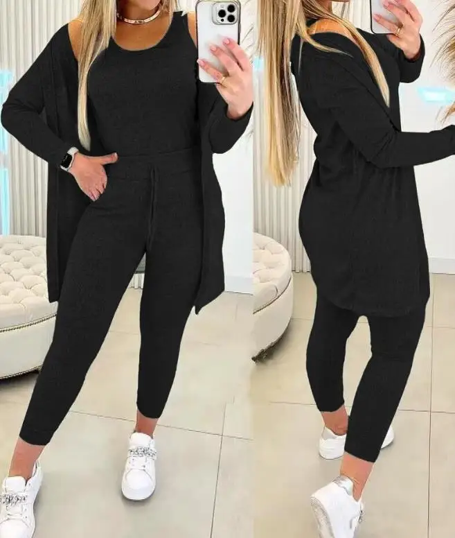 Women's Commuting Suits 2024 Spring/summer Latest Casual Round Neck Sleeveless Tank Top & Drawstring Daily Versatile Pants Set