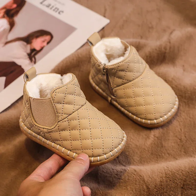 Winter Baby Girls Boys Snow Boots Warm Plush Children Outdoor Shoes Soft Sole Non-slip Infant Shoes Kids Cotton-padded