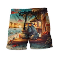 Funny Hippo Graphic Beach Shorts Fashion Summer Vacation 3D Animals Printed Hawaiian Short Pants Loose Holiday Mens Swim Trunks 1