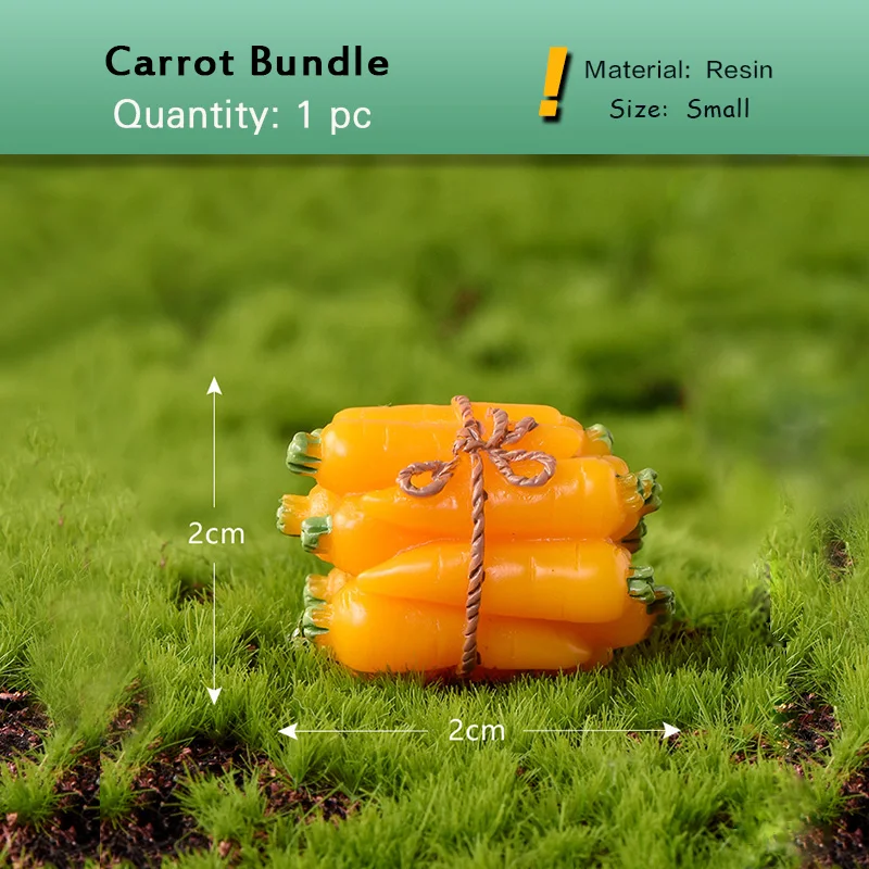 Little Rabbit Carrot Miniature Figurine Cabbage Animal Easter Home Decor Garden Cake Decoration Accessories Modern Figure Resin