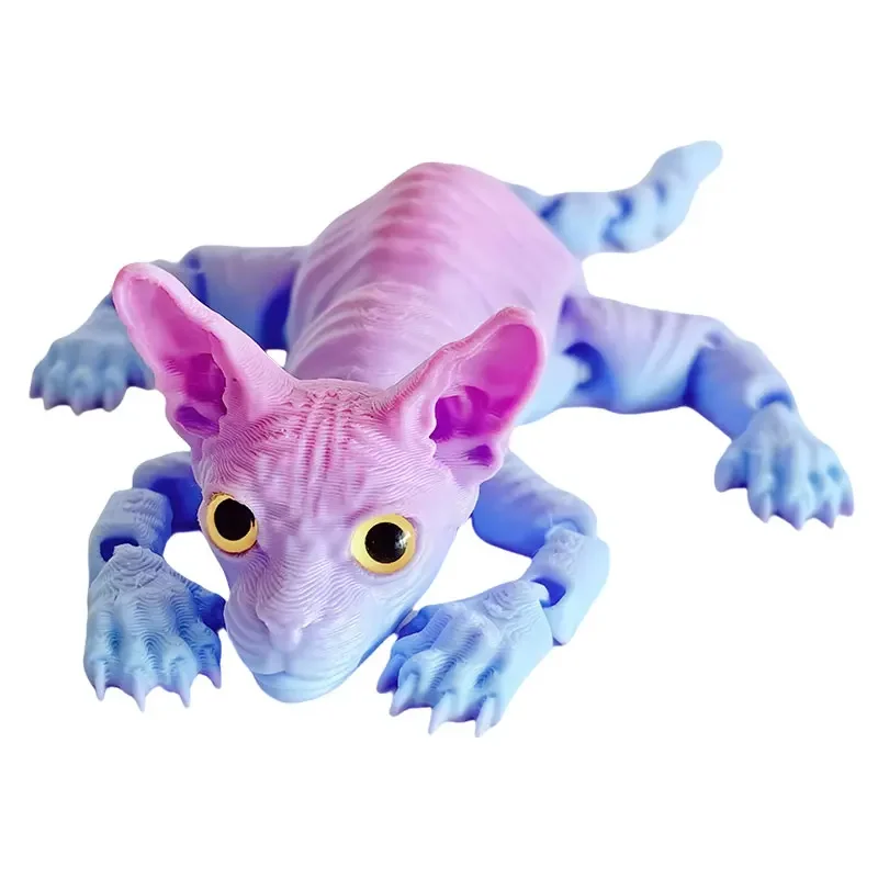 Realistic Multi-Joint Movable Cat Figurine - 3D Printed Desk Decor and Gift Toy